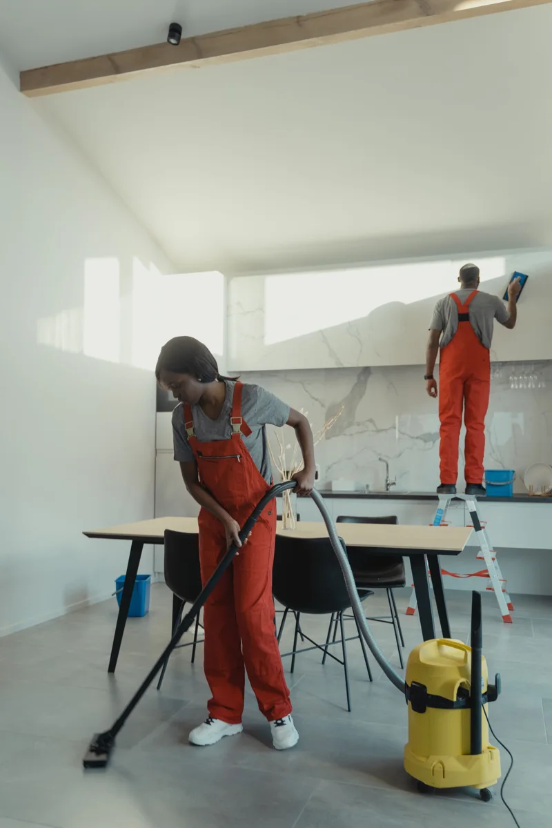 Cleaning shared tables and surrounding floors